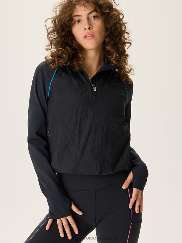 sudadera con capucha de punto escarchado DX0T46 ropa Outdoor Voices mujer negro/arco iris reflectante